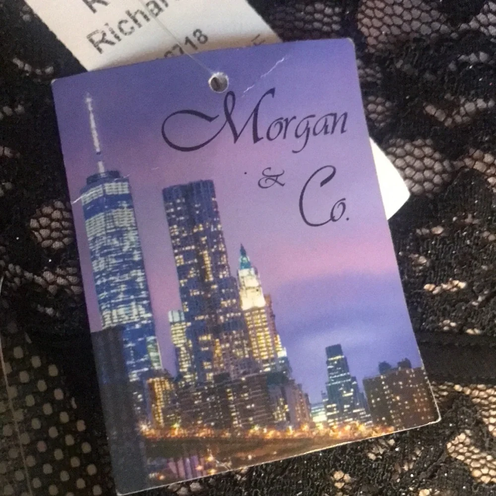 Morgan & Co Jr Body Con Hem Ruffle Evening Dress Lace NWT. Size 3 - Picture 5 of 7